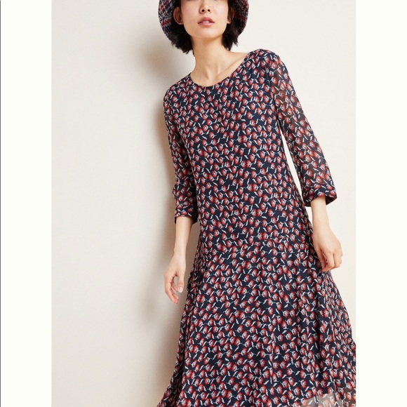 Anthropologie Black Print Dress Size 8 - Picture 8 of 8